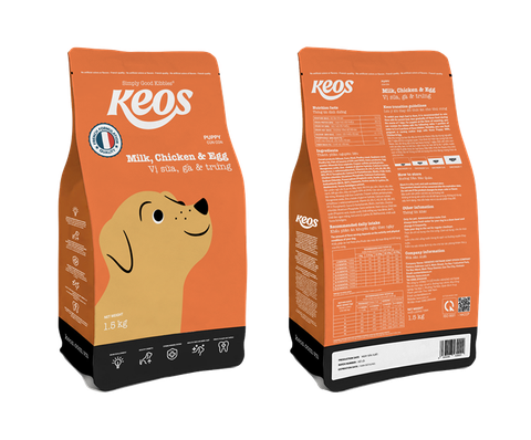 Hạt cho chó con KEOS vị thịt gà trứng sữa 1.5kg