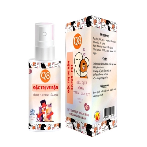 Xịt trị ve rận santox cho chó mèo Q8 50ml