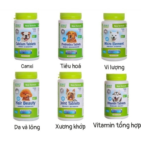 Vitamin Bổ Sung dinh dưỡng và Canxi Cho Chó Mèo Spirit