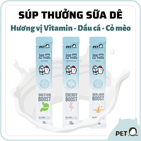 Súp thưởng sữa dê PetQ - Nhiều Vị - 15g