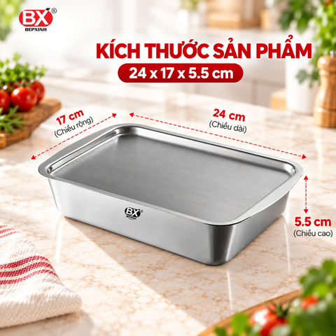 Hộp Đựng Thực Phẩm Inox 304 Bếp Xinh – Tặng Kèm Vỉ