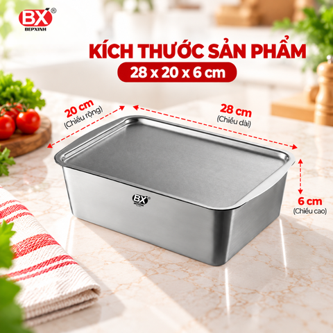Hộp Đựng Thực Phẩm Inox 304 Bếp Xinh – Tặng Kèm Vỉ