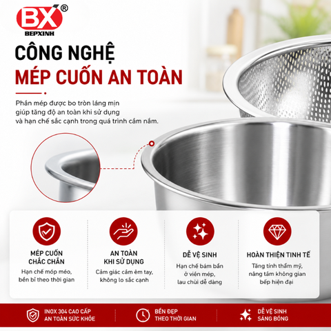 Bộ Thau Rá Inox 304