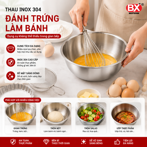 Bộ Thau Rá Inox 304