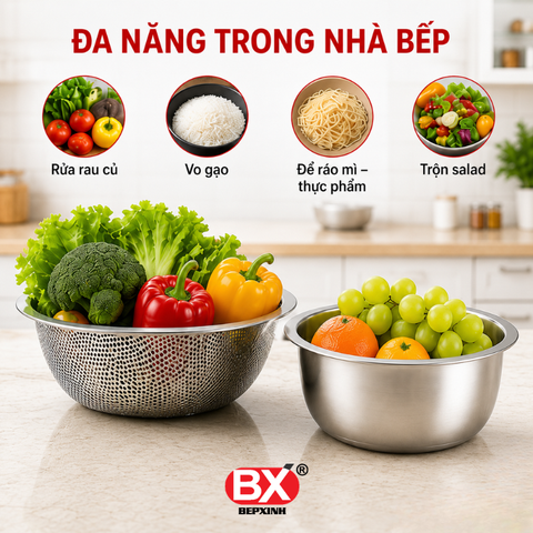 Bộ Thau Rá Inox 304