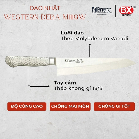 Dao Bếp Nhật M1119W DEBA Kiểu Âu 2 lưỡi 210mm