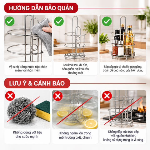 Kệ Gia Vị Tròn Inox 304