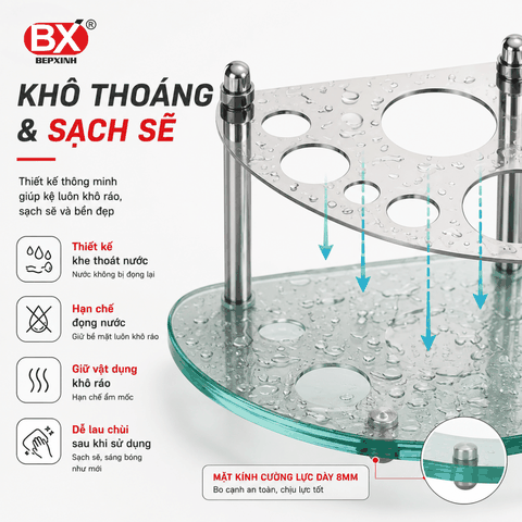 Kệ Góc Kính Inox 304