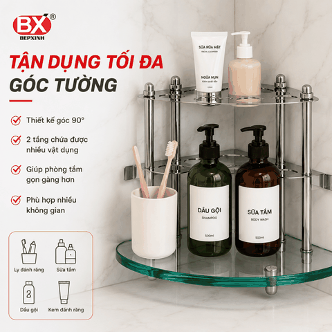 Kệ Góc Kính Inox 304