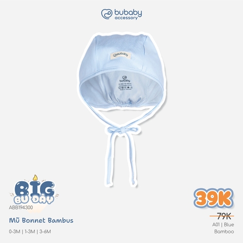 (0-6M) Mũ Buộc dây Iconic 2 cho bé sơ sinh - Mũ sơ sinh Bu baby - Mũ Bu Baby Bambus ABB1943IN