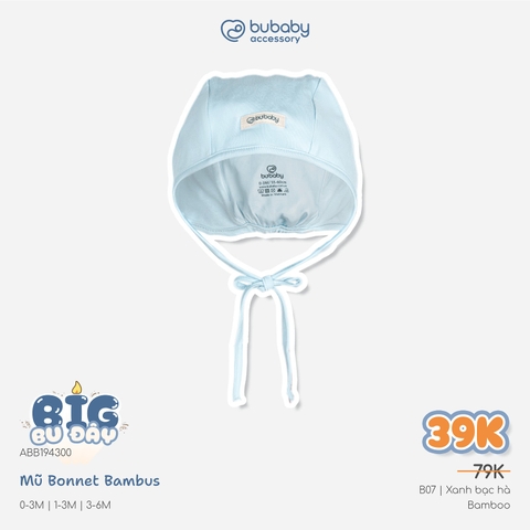 (0-6M) Mũ Buộc dây Iconic 2 cho bé sơ sinh - Mũ sơ sinh Bu baby - Mũ Bu Baby Bambus ABB1943IN
