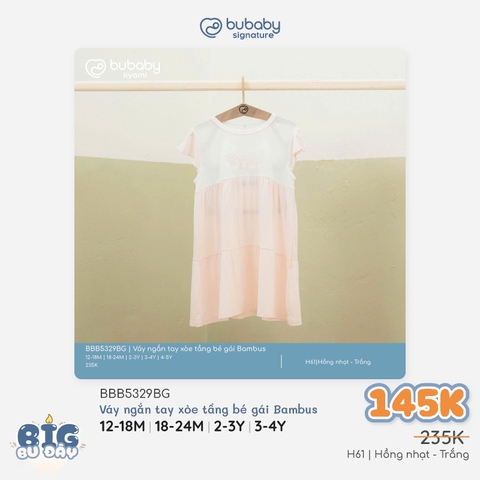 (12M-5Y) Váy ngắn tay xòe tầng bé gái Bambus - BBB5329BG | Quần áo BU Baby chính hãng