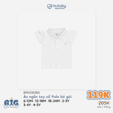 (6M-5Y) Áo ngắn tay cổ Polo bé gái - BPN3303BG ponie - Áo bubaby bé gái - Áo bé gái Bubaby - Bu baby bé gái