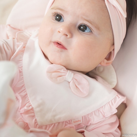 BU Baby Set phụ kiện Yếm cài lệch viền bèo, Băng đô, bao tay chân bé gái Bamboo ABB0 | Phụ kiện chính hãng