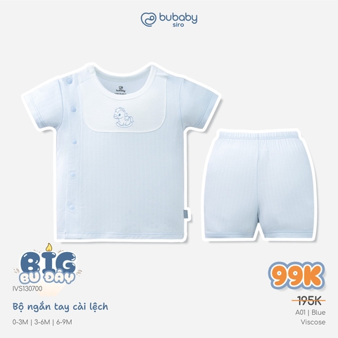 (0-12M) Bộ quần áo ngắn tay cài lệchbé trai bé gái mềm mát vải co giãn - KVS130| BU Baby chính hãng