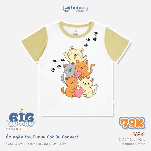 BU Baby (6M-5Y) Áo ngắn tay cổ tròn cho bé Bubaby Bamboo Cotton KBC3300FC | Quần áo chính hãng