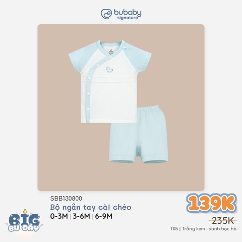 BU Baby (0M-9M) Bộ ngắn tay cài chéo Little Car Bamboo IBB130800 | Quần áo chính hãng