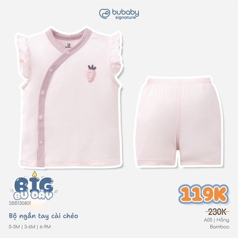 (1M-9M) Bộ ngắn tay cài chéo bé trai bé gái Bubaby Siro BSR130807 BSR130808 | Quần áo BU Baby chính hãng