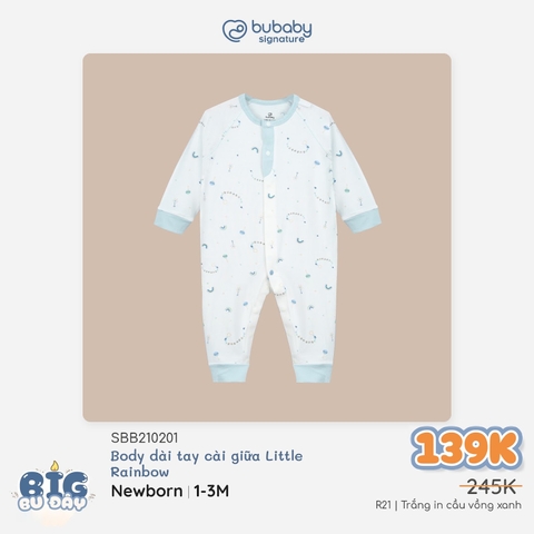 (NB-3M) Body dài tay cài chéo tai thỏ cho bé trai BU Baby Bambus - BBB210821 BBB210209 | Quần áo Bubaby chính hãng