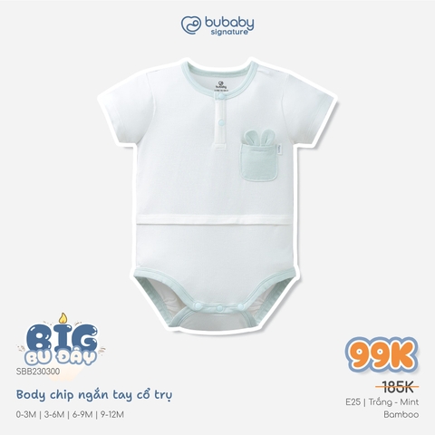 (1M-12M) Body chip ngắn tay raglan cổ trụ Bubaby Bambus - BBB230301 | Quần áo BU Baby chính hãng