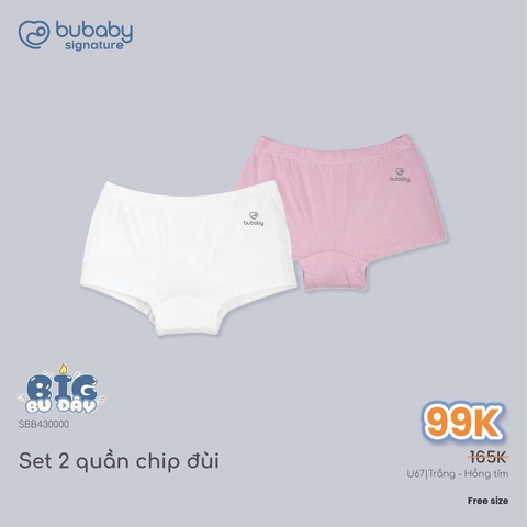 BU Baby (1Y-5Y) Set 2 Quần Chip Đùi Bé Gái Bu baby Vải Bamboo Mềm Mịn - Quần chip bubaby