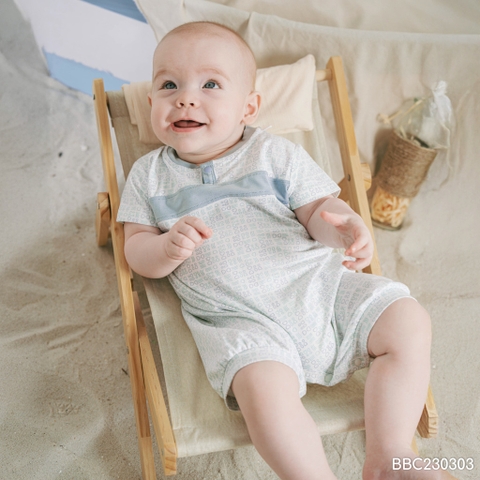 (1M-12M) Body đùi ngắn tay cổ trụ Bubaby Bamco - BBC230303 | Quần áo BU Baby chính hãng