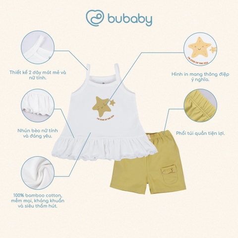 (6M-5Y) Bộ ngắn tay cài sau , áo 2 dây + Quần đùi Bamco cho bé gái - BBC1310BG BBC153101 | Quần áo BU Baby chính hãng