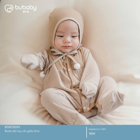 (NB-3M) Body dài tay cài giữa Siro - BSR210203 - BSR210204 | Quần áo BU Baby chính hãng