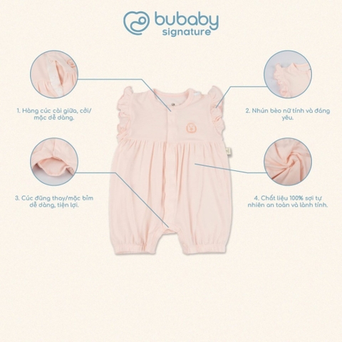 (1M-12M) Body đùi ngắn tay cài giữa bèo vai Bambus BBB230204 | Quần áo BU Baby chính hãng