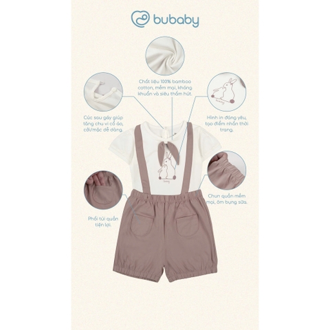 (6M-5Y) Bộ ngắn tay cùng quần yếm đùi cho bé BU Baby Bamco - BBC134300 | Quần áo Bubaby chính hãng