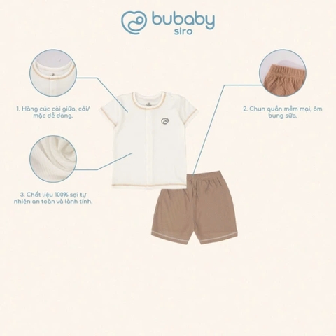 (1M-9M) Bộ ngắn tay cài giữa Bubaby Siro - BSR130204 | Quần áo BU Baby chính hãng