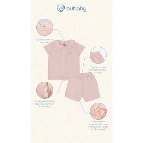 (1M-9M) Bộ ngắn tay cài giữa cổ sen Bubaby Bambus BBB1302CS | Quần áo BU Baby chính hãng