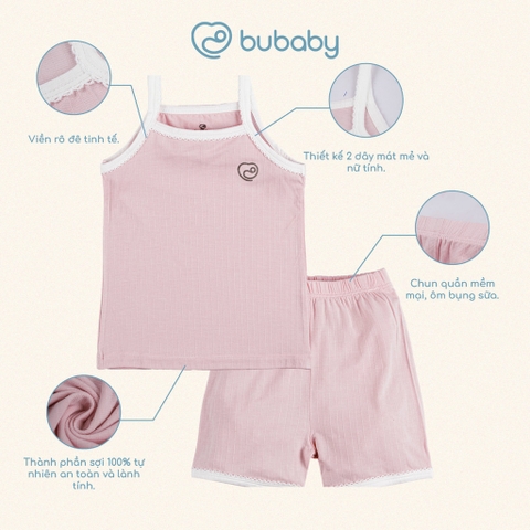 (6M-5Y) Bộ áo 2 dây, quần đùi bé gái Bubaby Siro - BSR153101 | Quần áo BU Baby chính hãng