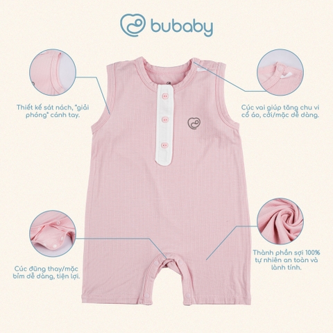 (1M-12M) Body đùi ngắn tay cổ trụ, sát nách cài vai Bubaby Siro -  BSR230303 BSR240100| Quần áo BU Baby chính hãng