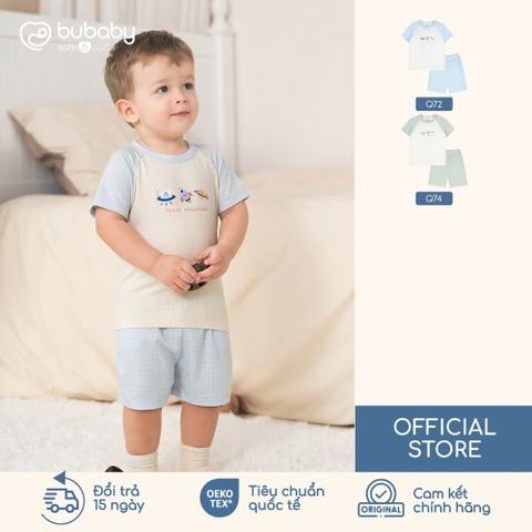 BU Baby (6M-5Y) Bộ ngắn tay cài vai  in vũ trụ Bubaby Cotton IVC130100 | Quần áo chính hãng