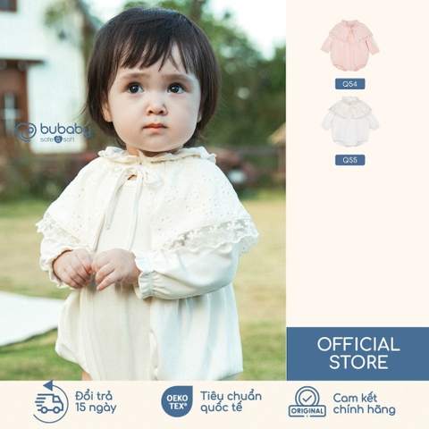 BU Baby (1M-12M) Set Body dài tay kèm cổ ren , cổ bèo bé gái mùa Thu êm Bubaby Cotton BCT2100CR | Hàng chính hãng