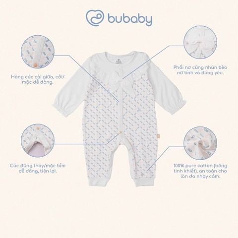 ( 1M-12M) Body dài tay cài giữa bèo ngực bé gái Iconic 1 BU Baby Cotton BCT215900| Quần áo Bubaby chính hãng