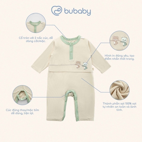 (1M-12M) Body dài tay cổ trụ Thu nhẹ BU Baby Siro BSR210300| Quần áo Bubaby chính hãng