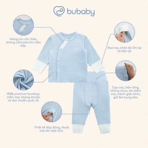 (NB-3M) Bộ dài tay cài chéo BU Bambus BBB110814 | Quần áo Bubaby chính hãng