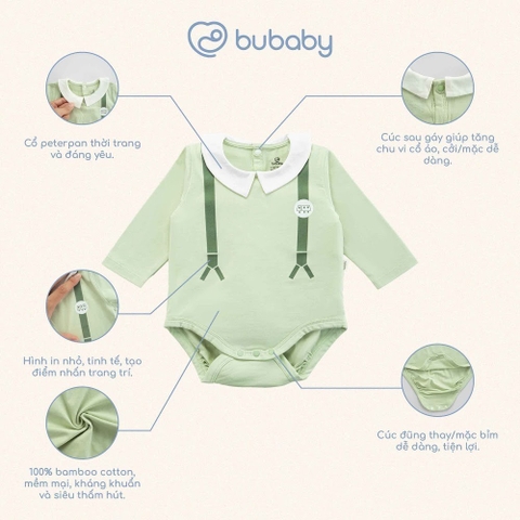 ( 1M-12M) Body chip dài tay cài sau cổ Peter Pan BU Baby Bamco BBC2110PP| Quần áo Bubaby chính hãng
