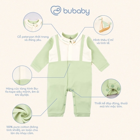 (1M-12M) Body dài tay cài giữa cổ trụ, cổ Peter Pan Bubaby Cotton Thu nhẹ BCT210204 BCT2103IM | Quần áo chính hãng