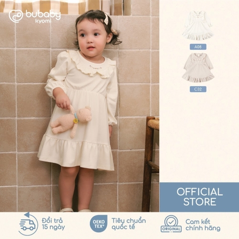 (12M-5Y) Váy liền dài tay bèo cổ + Váy Yếm Thu nhẹ cho bé gái Bubaby Cotton BCT513300 | Quần áo BU Chính hãng