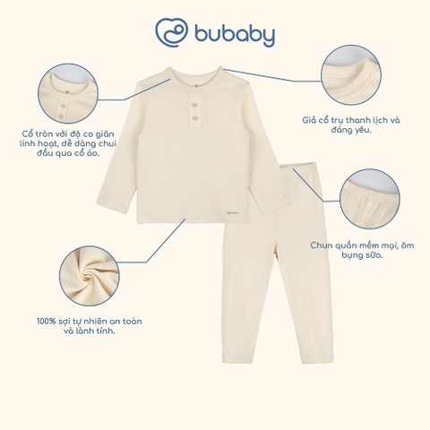 (6M-3Y) Bộ dài tay cổ trụ Thu êm BU Siro Jacquard BU Baby BSR110301 | Quần áo chính hãng