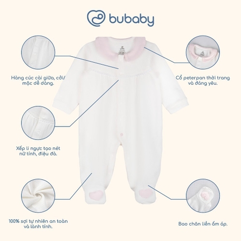 (NB-3M) Body dài tay cài giữa Mùa Thu êm cổ Peter Pan Bubaby Siro BSR2102PP | Quần áo chính hãng