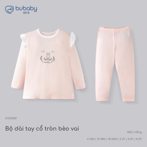 (6M-5Y) Bộ dài tay cổ tròn BUBABY Vải  Mềm mát Signature Cao Cấp Cho Bé