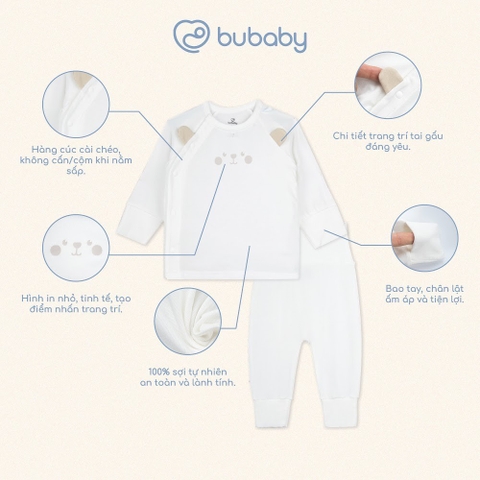 BU Baby (NB-6M) Bộ dài tay cài chéo tai gấu Bubaby Siro  BSR110811| Quần áo chính hãng