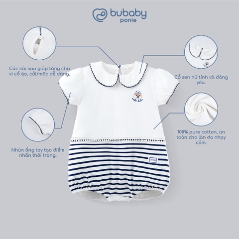 (0-12M) Body chip bé gái thu đông ngắn tay cổ thủy thủ BuBu Bubaby Cotton PCT2353BG| BU Baby sơ sinh