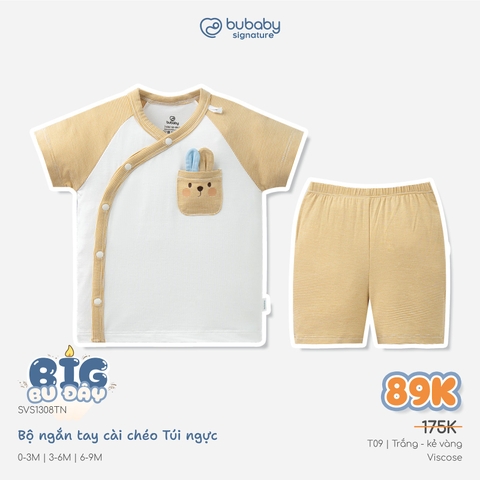 (1M-9M) Bộ ngắn tay cài chéo bé trai bé gái Bubaby Siro BSR130807 BSR130808 | Quần áo BU Baby chính hãng