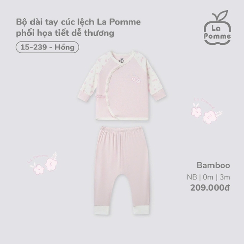 LaPom Bộ dài tay cúc lệch La Pomme phối họa tiết dễ thương - Đồ sơ sinh cho bé - Đồ sơ sinh bé trai bé gái