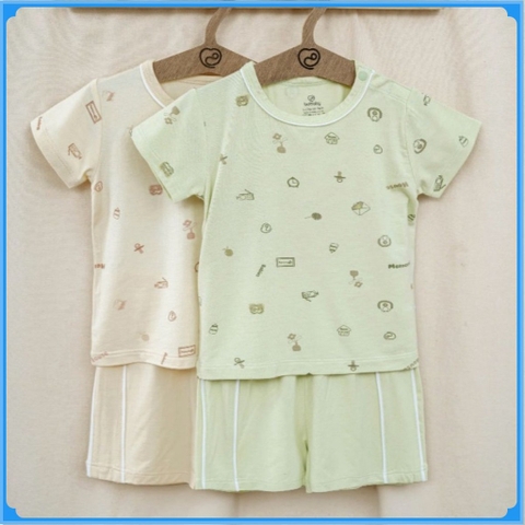 (6M-5Y) Bộ ngắn tay cài vai Bubaby Bambus - BBB130111 | Quần áo BU Baby Chính Hãng